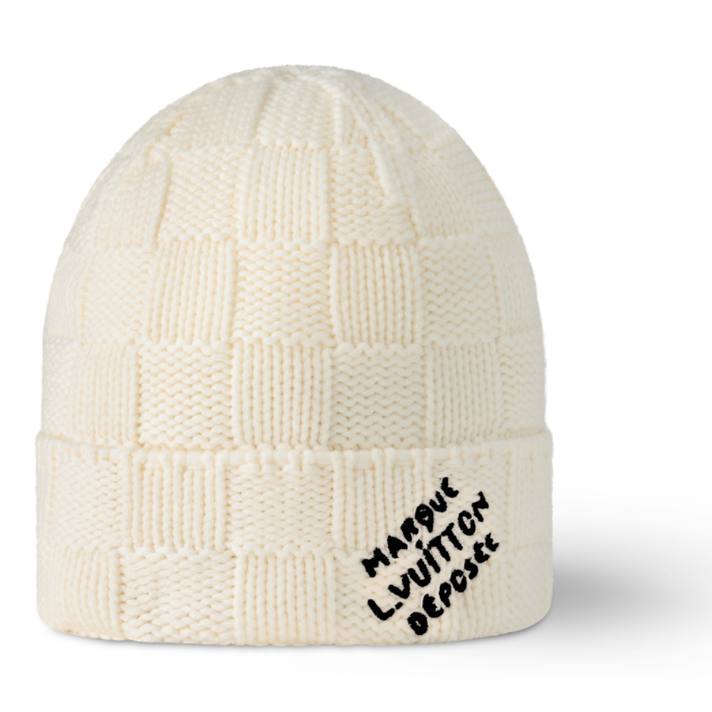LV - Bonnet et Écharpe Écharpe Damier Snug Crème