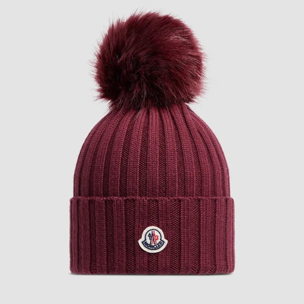 Bonnet en laine avec pompon Bordeaux