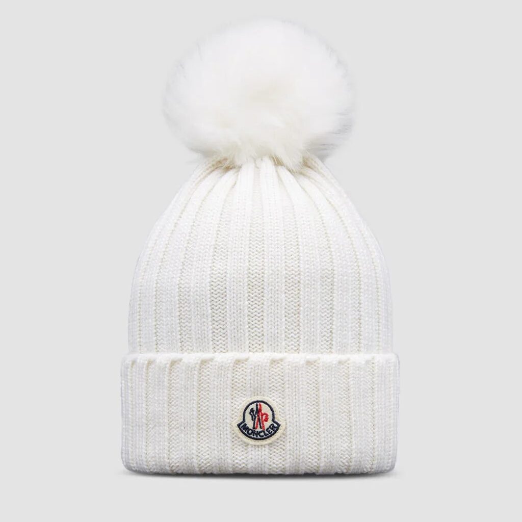Bonnet en laine avec pompon Blanc