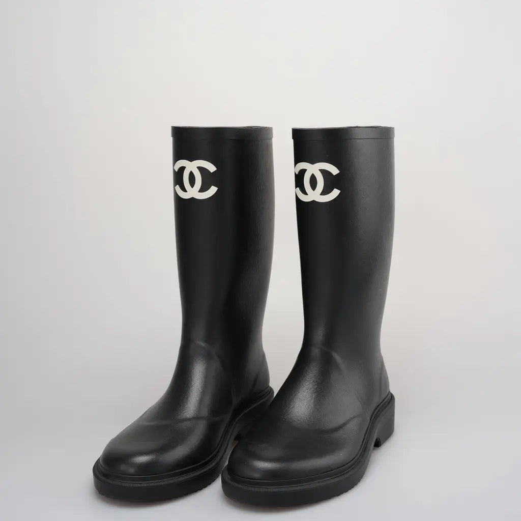 Bottes de pluie Chanel noires, vue 1
